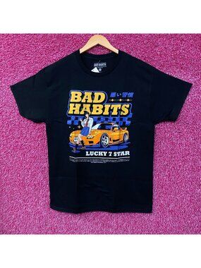 Bad Habits Mazda RX-7 FD3S Sportscar Lucky 7 Star Anime Style T-Shirt Large